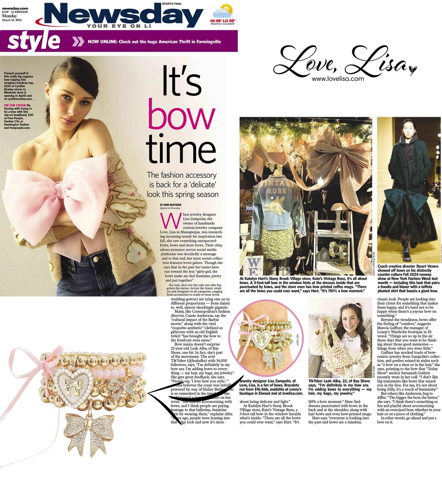 Love, Lisa - Harper Pretty CZ Bow Bracelet: Misty Rose