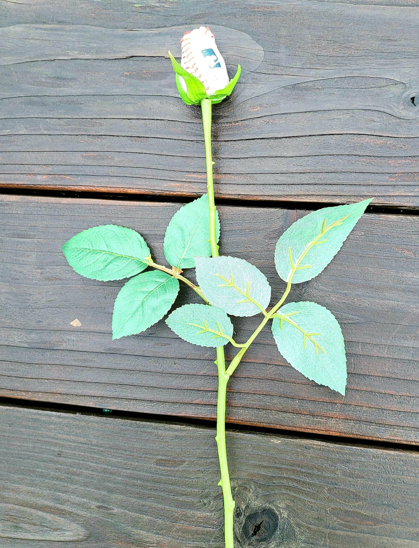 Home Run Accessories - Baseball Rose, Real Baseball Long Stem Rose