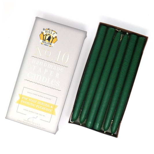 Mole Hollow Candles - 10" Taper Candles - Choose from 39 colors!: Emerald Green