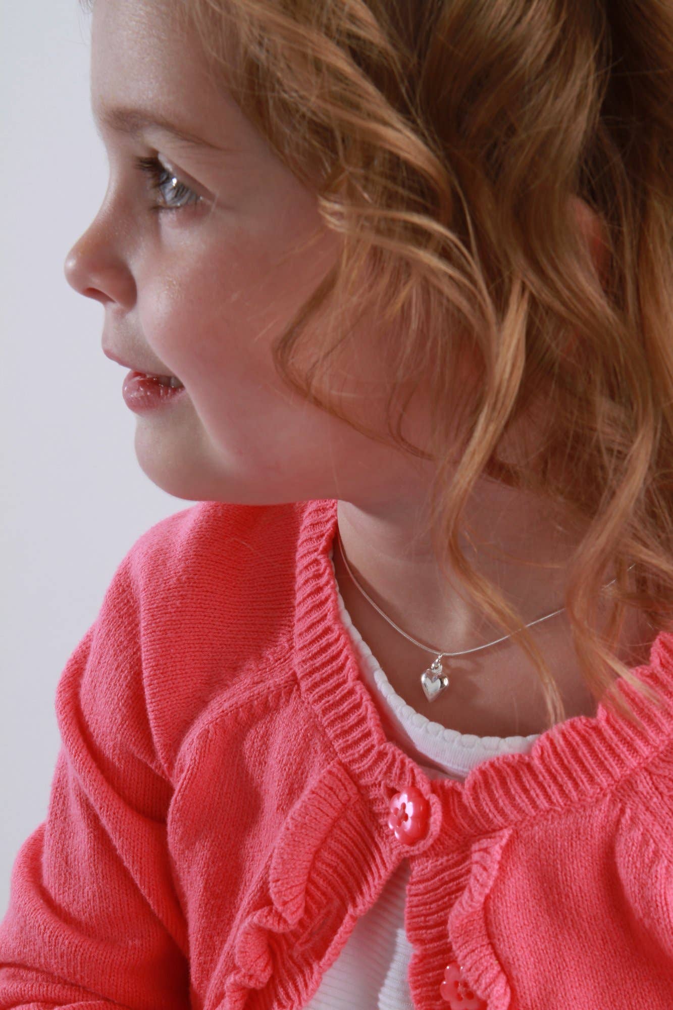 Cherished Moments - Sterling Silver Girls Puff Heart Necklace for Valentine Gift: BCN-32 Puff Heart 14" $12.00