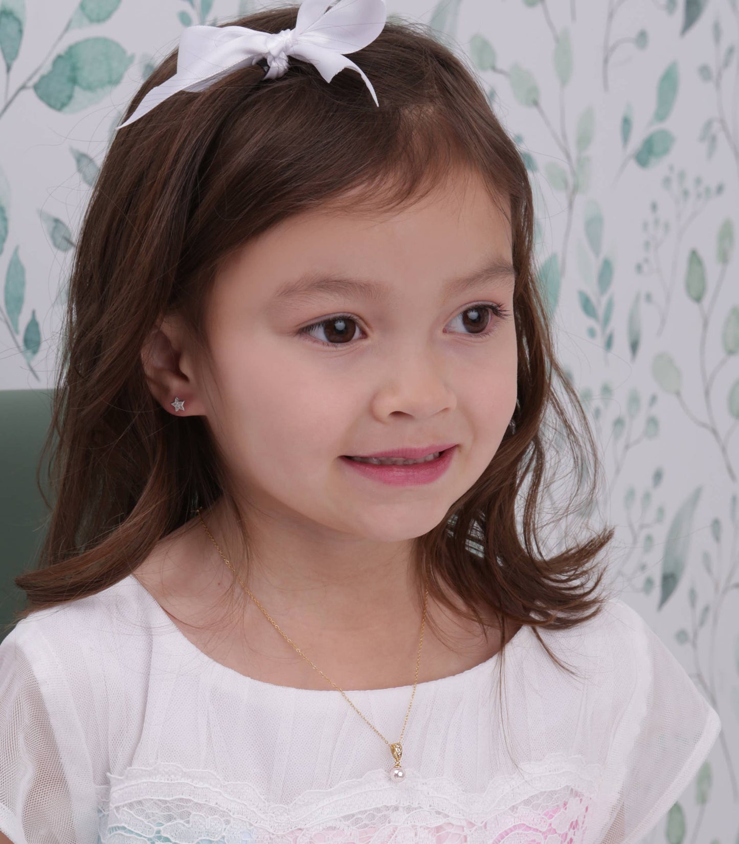 Cherished Moments - Girls 14K Gold-Plated White Pearl Pendant Necklace for Kids: 14 inch