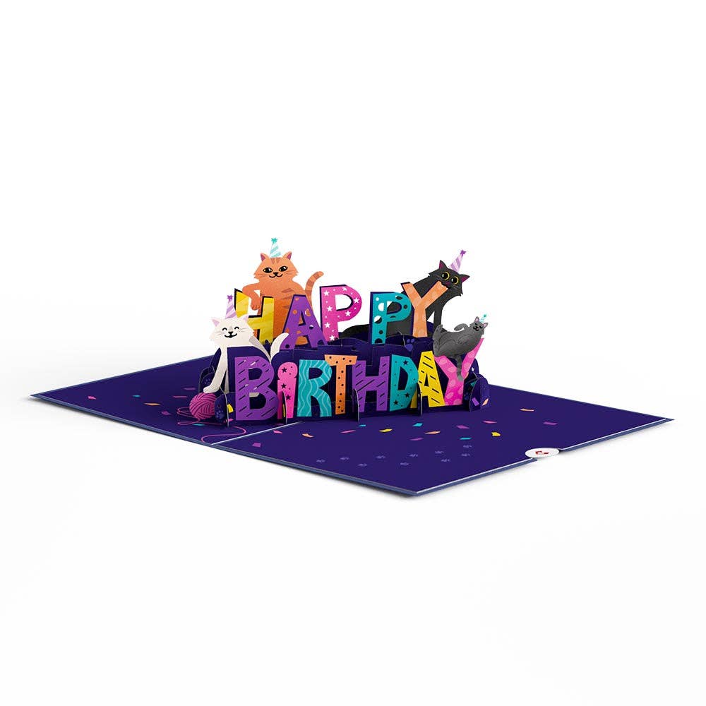 Lovepop Cards - Happy Birthday Cats 5''x7'' Card, Birthday Cards