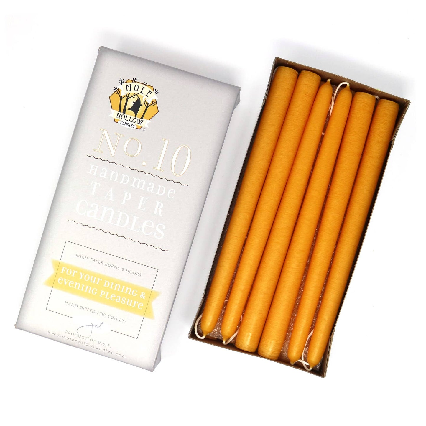 Mole Hollow Candles - 10" Taper Candles - Choose from 39 colors!: Emerald Green