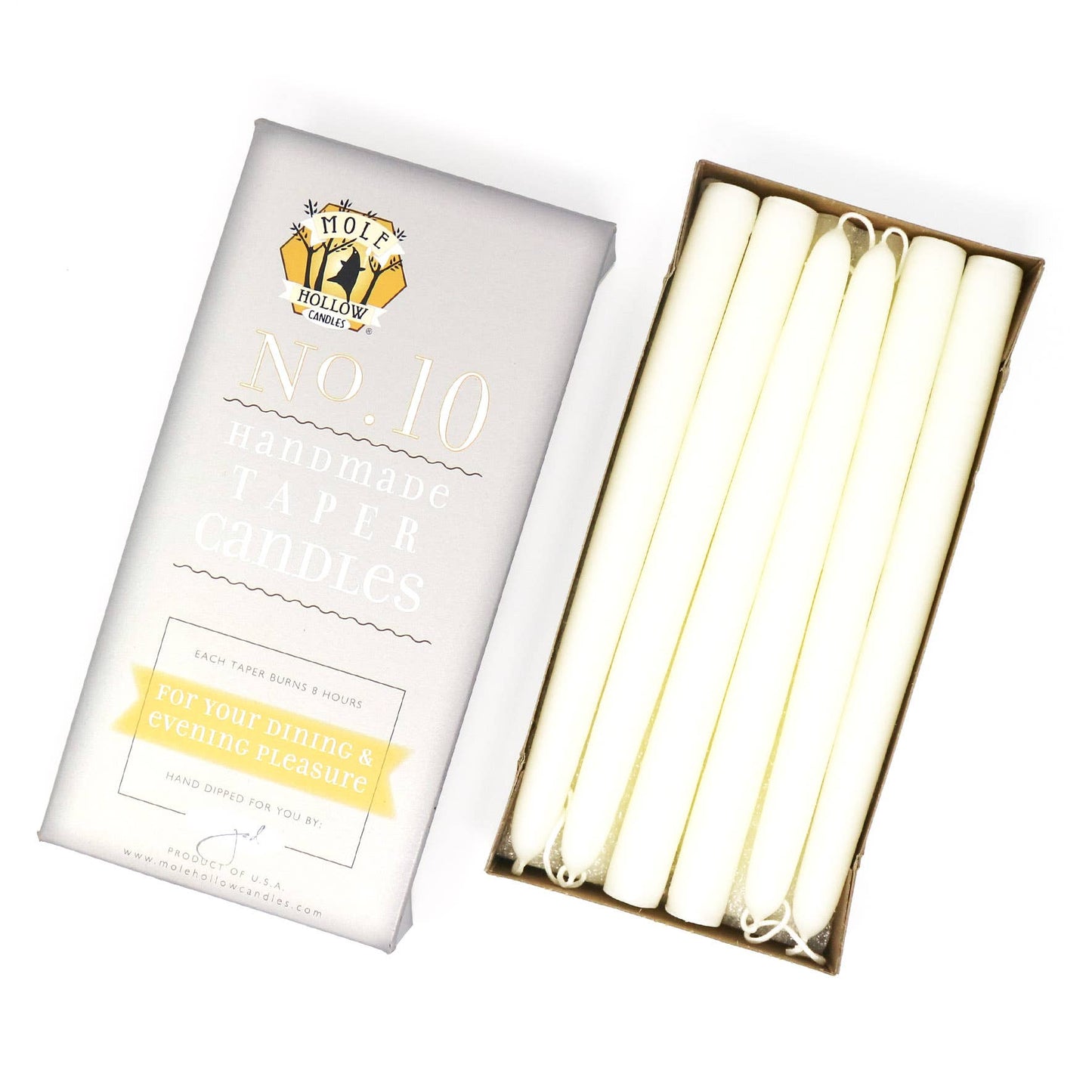 Mole Hollow Candles - 10" Taper Candles - Choose from 39 colors!: Emerald Green