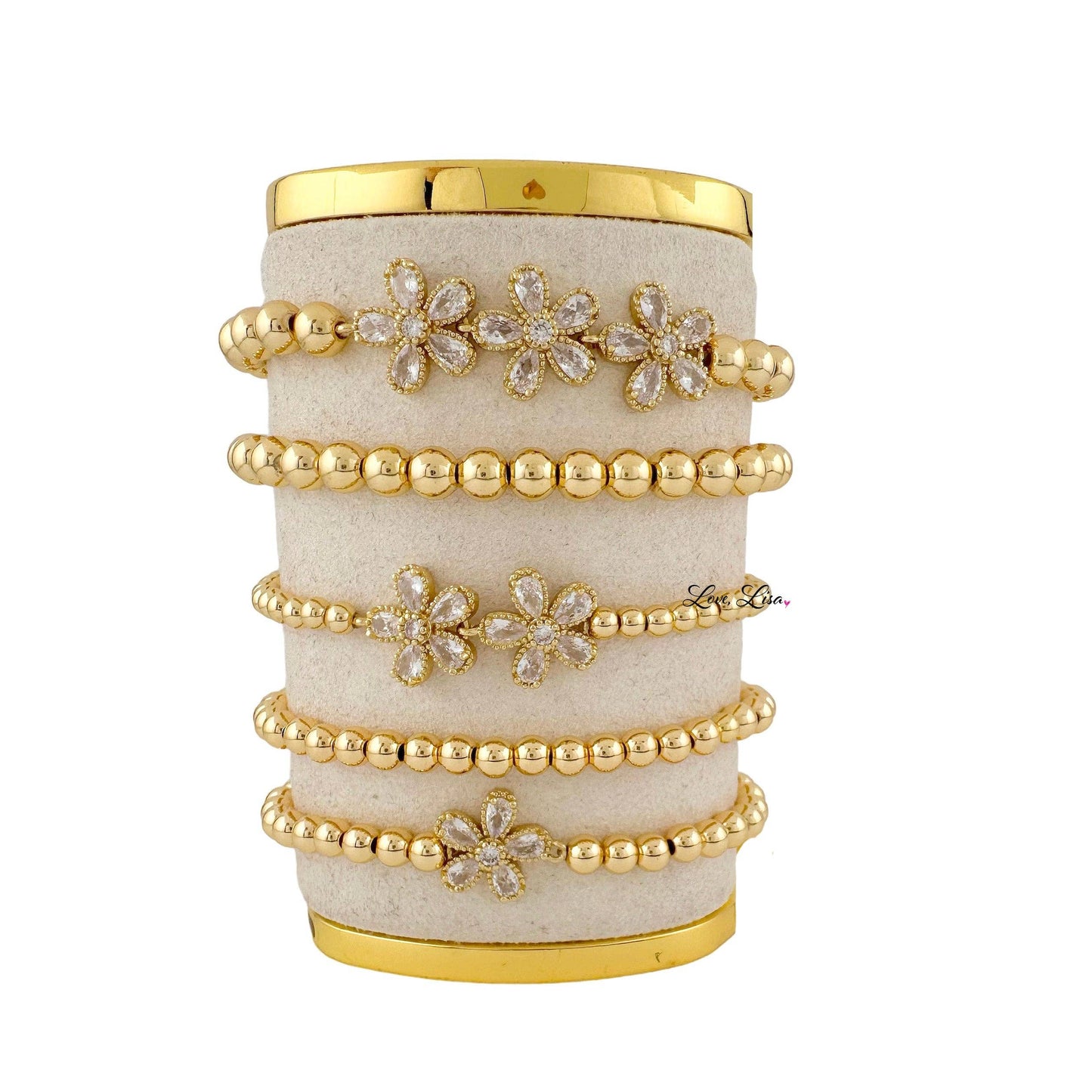 Love, Lisa - Felicity Floral Collection of Bracelets: Silver / 3 Flower Bracelet (6mm)