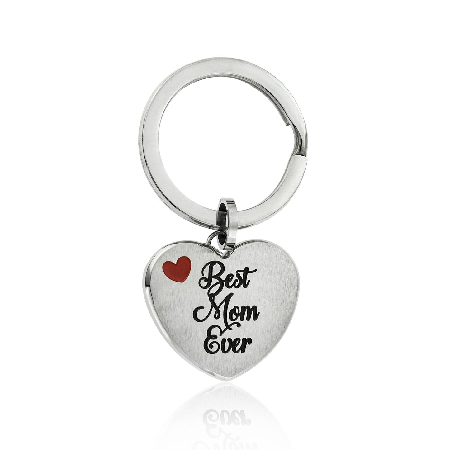 Joyful Sentiments - Best Mom Ever Heart Shaped Stainless Steel Keyring
