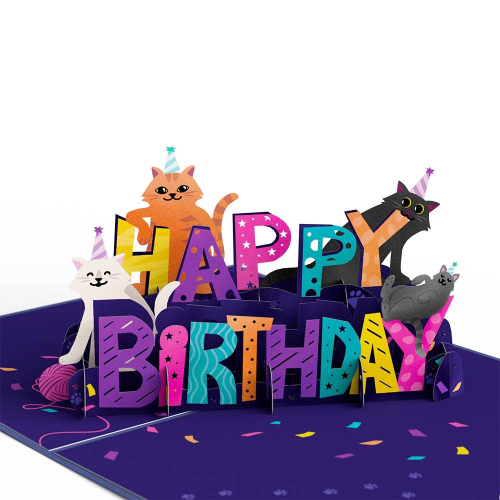 Lovepop Cards - Happy Birthday Cats 5''x7'' Card, Birthday Cards