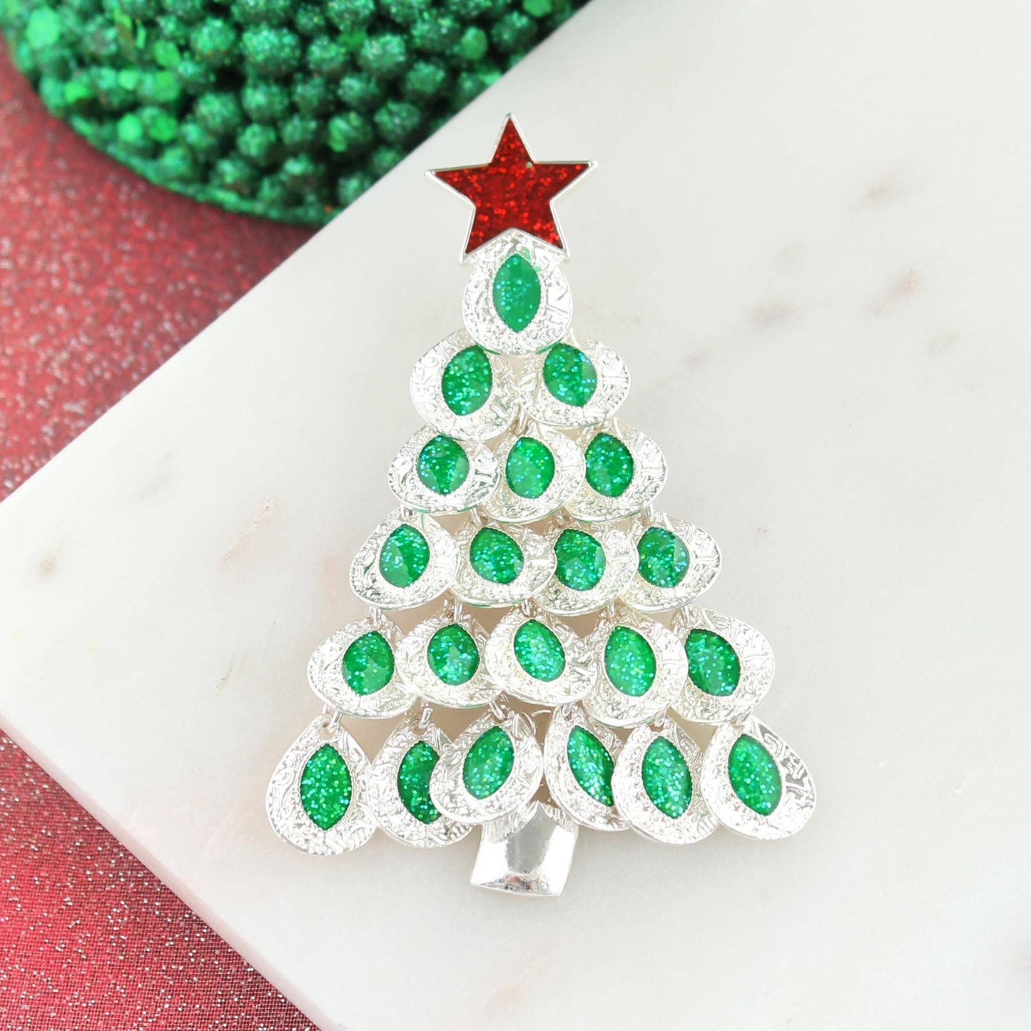 Seasons Jewelry - Dangle Leaf Christmas Tree Pendant