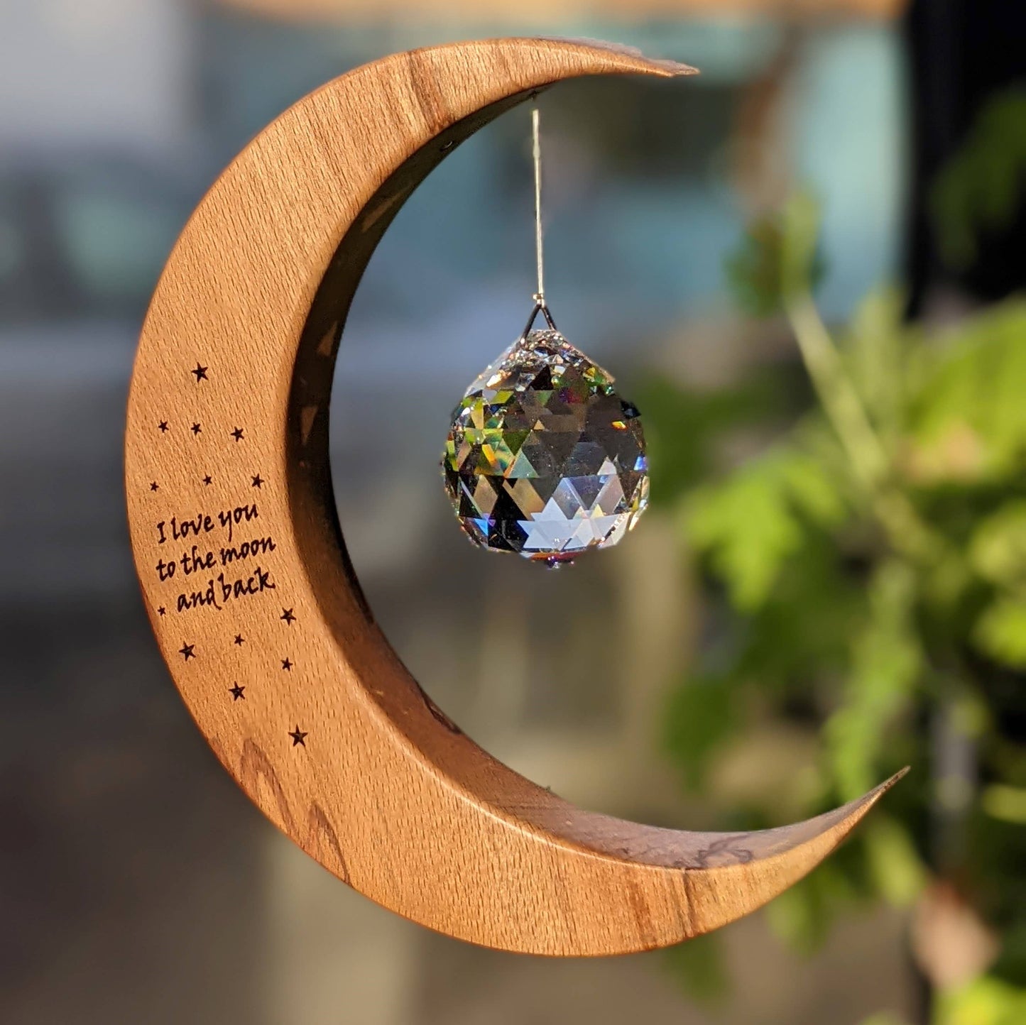 I love you to the Moon and back Suncatcher: Large / Crystal Sun