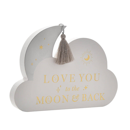 WIDDOP and Co. - Bambino Wooden Moon & Cloud Plaque "Love You"