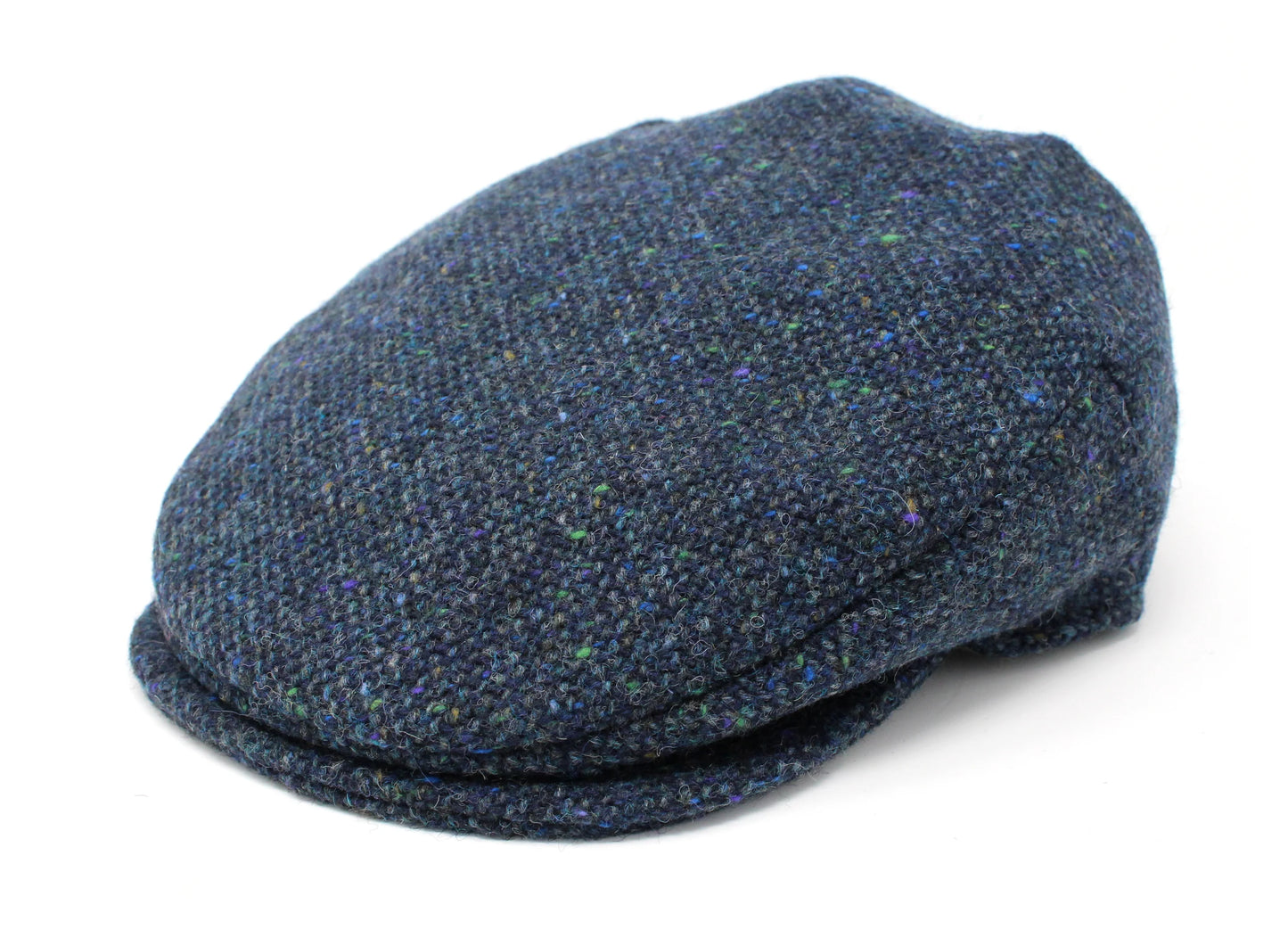 Hanna Hats of Donegal Navy & Aqua Salt & Pepper Vintage Irish Tweed Cap