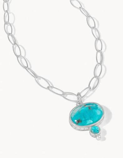 Spartina 449 NAIA Chunky Necklace 17” Turquoise SIL