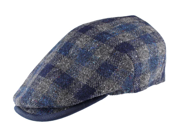 Hanna Hats of Donegal Blue Plaid Tweed Cap