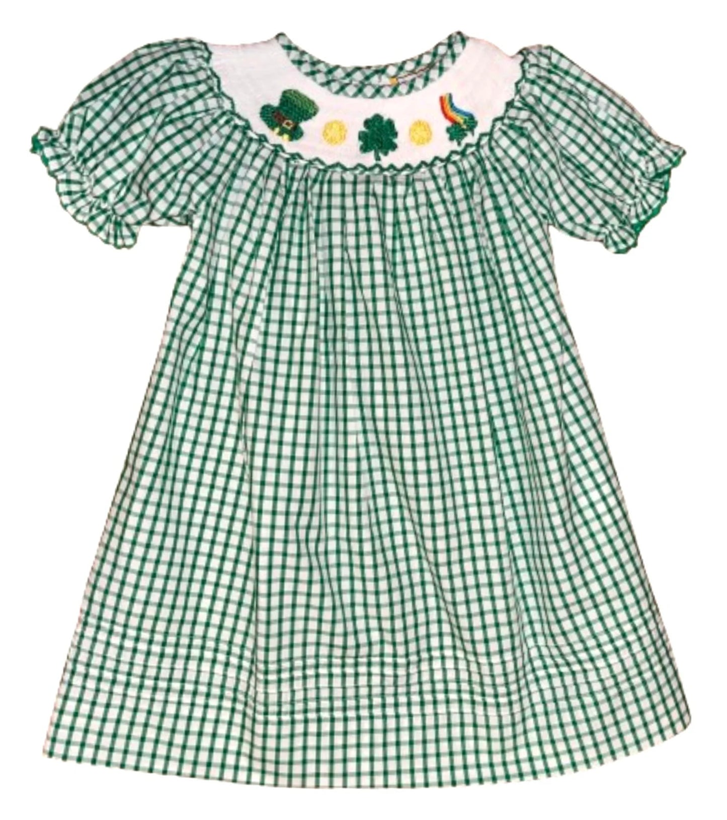 St Patrick’s Day Smocked Bishop Sleeve Dress