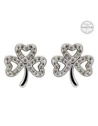 ShanOre Shamrock Stud Earrings Adorned With Crystals