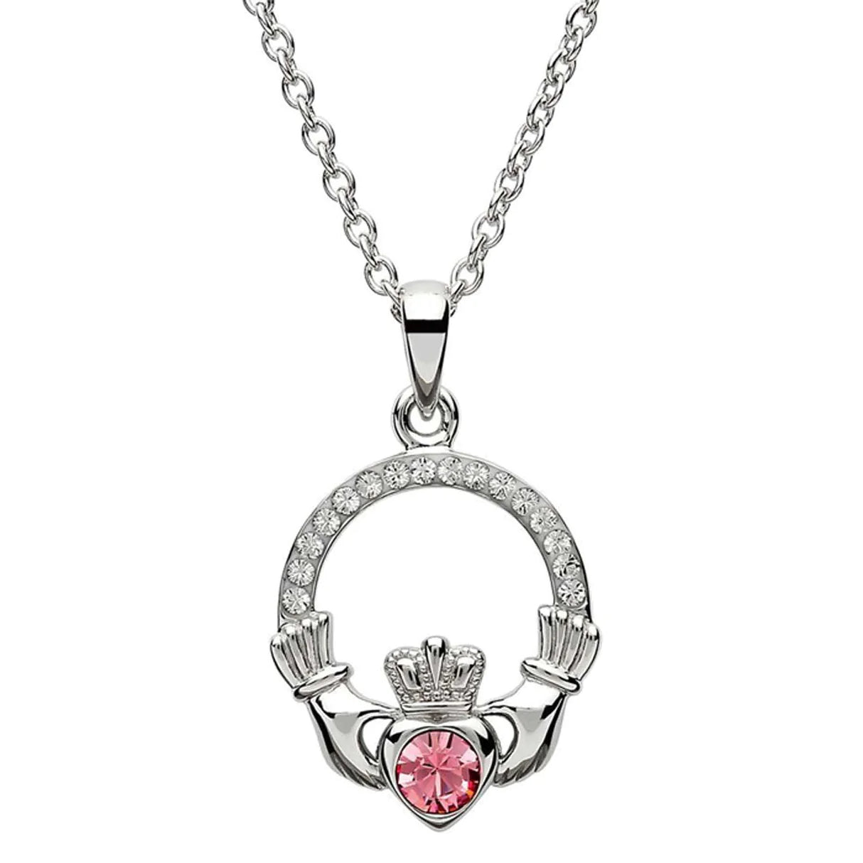 ShanOre Claddagh October Birthstone Pendant Adorned With Crystals