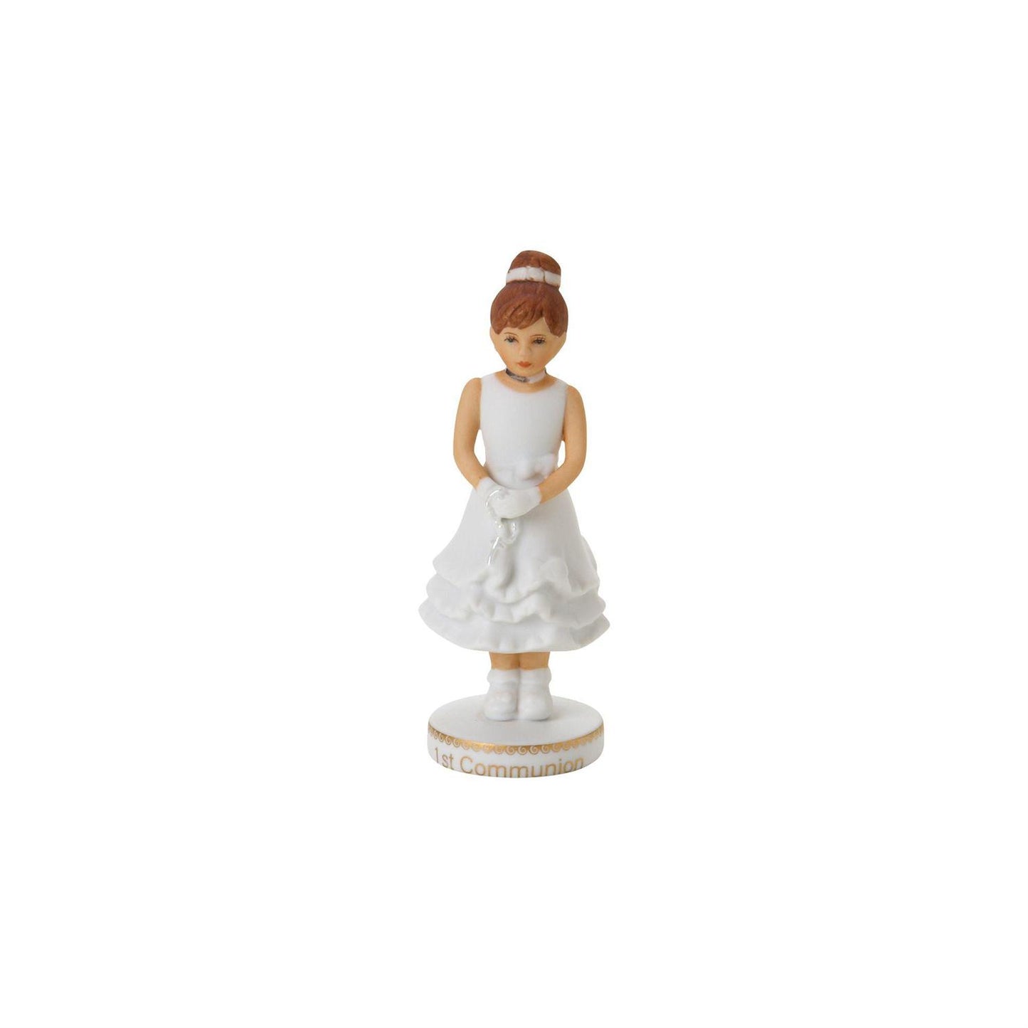 Growing Up Girls Brunette First Holy Communion Figurine