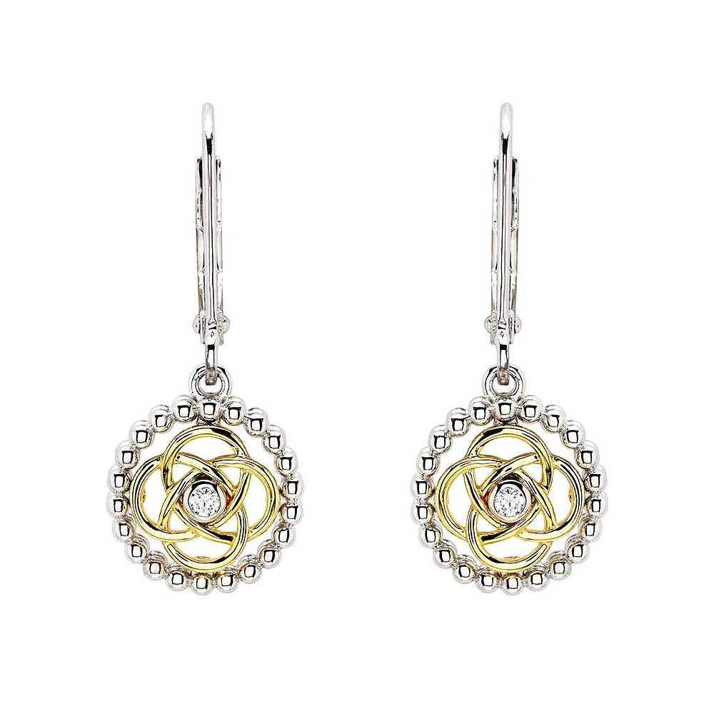 ShanOre Sterling Silver White CZ Celtic Love Knot Drop Earrings