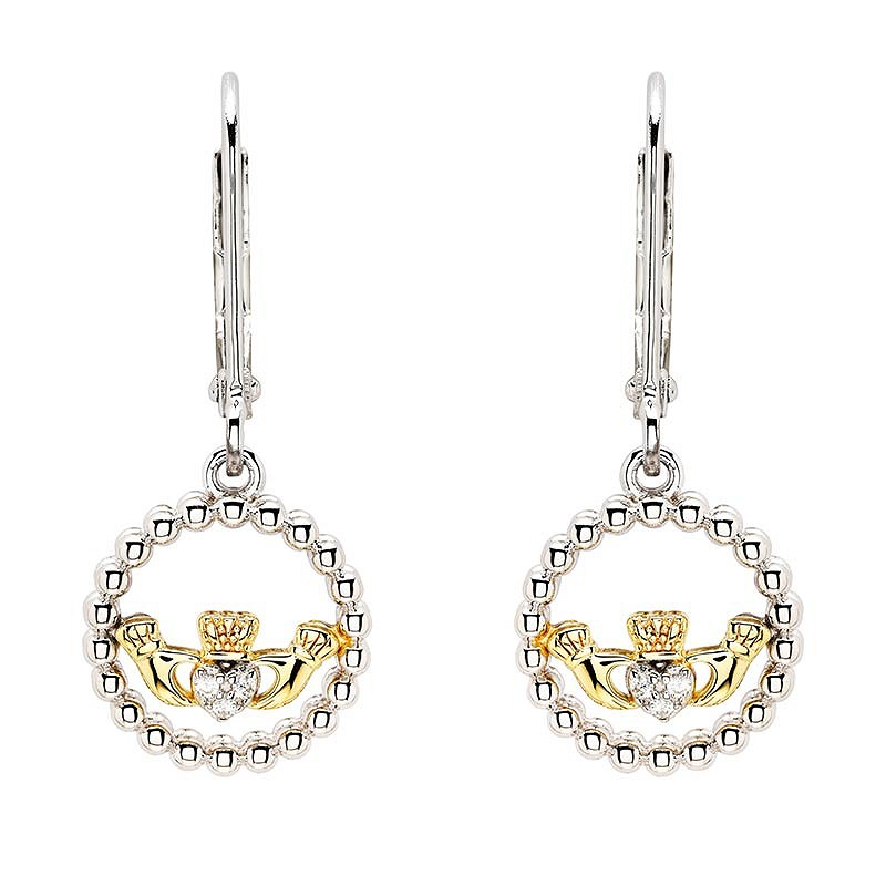 ShanOre Sterling Silver White CZ Claddagh Drop Earrings