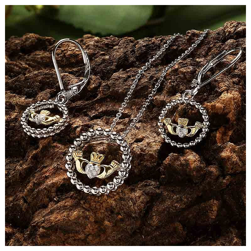 ShanOre Sterling Silver White CZ Claddagh Drop Earrings