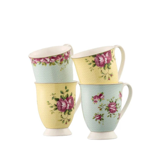 Aynsley Archive Rose Set of 4 Footed Mugs CLAS40010