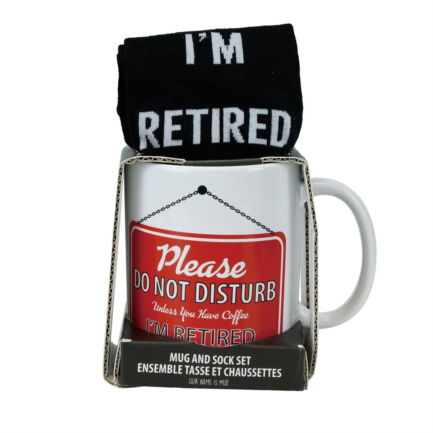 Our Name Is Mud Happy Retirement Mug & Sock Set