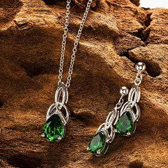 ShanOre Sterling Silver Emerald Cubic Zirconia Trinity Earrings