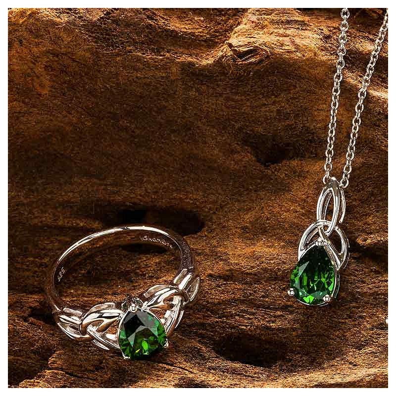 ShanOre Sterling Silver Emerald Cubic Zirconia Trinity Necklace
