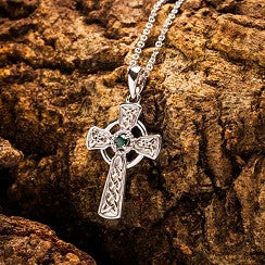 ShanOre Sterling Silver Green Cubic Zirconia Celtic Cross