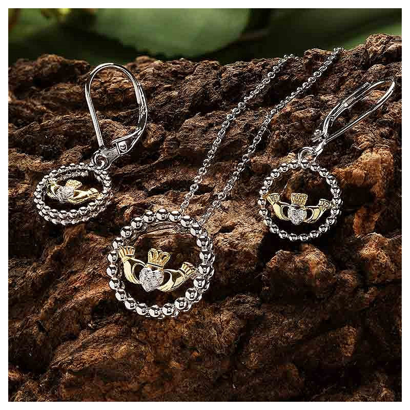 ShanOre Sterling Silver and CZ Claddagh Drop Earrings