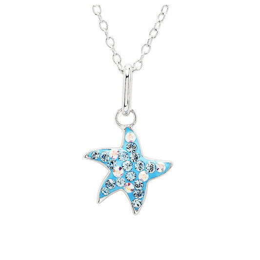 Ocean by ShanOre Sterling Silver Blue Crystal Starfish Pendant
