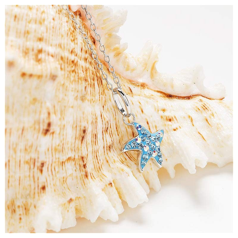 Ocean by ShanOre Sterling Silver Blue Crystal Starfish Pendant