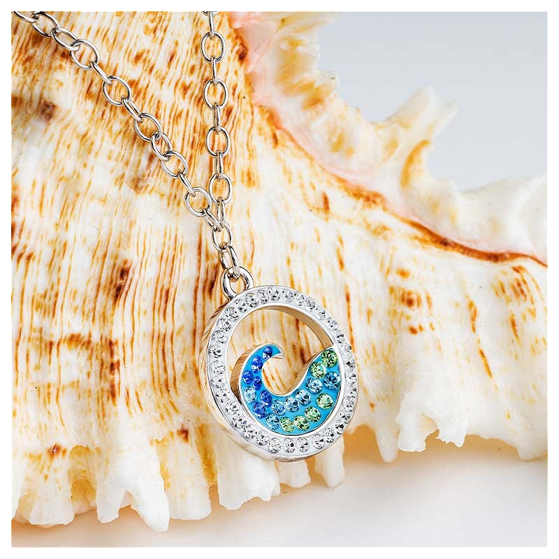 Ocean by ShanOre Sterling Silver Wave Crystal Anklet