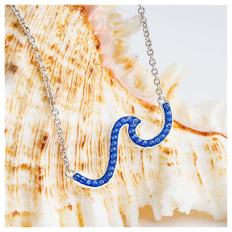 Ocean by ShanOre Sterling Silver Blue Wave Crystal Pendant