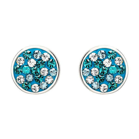 Ocean by ShanOre Sterling Silver Aquamarine/White Crystal Stud Earrings