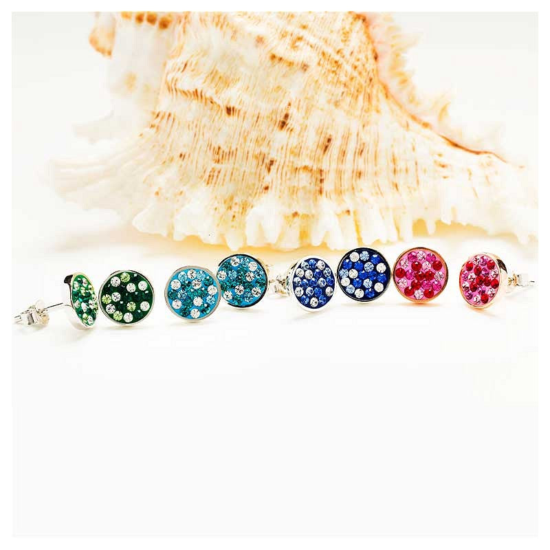 Ocean by ShanOre Sterling Silver Aquamarine/White Crystal Stud Earrings