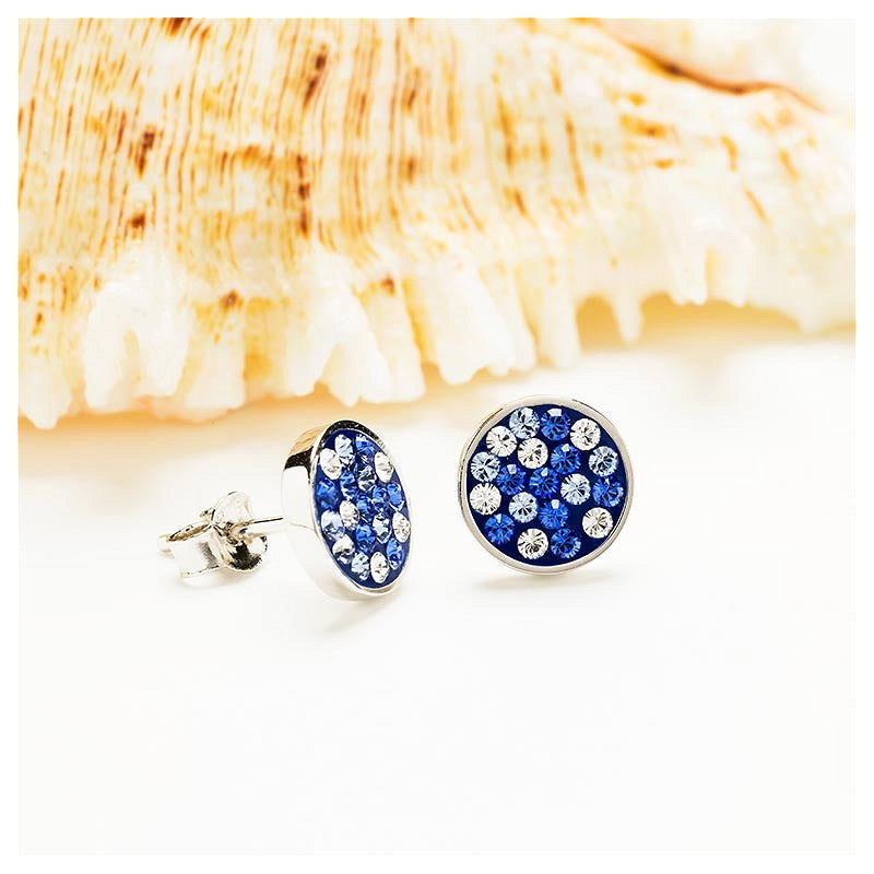 Ocean by ShanOre Sapphire/White Crystal Stud Earrings