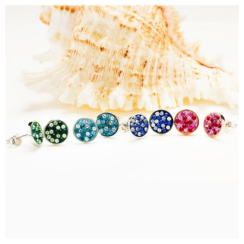 Ocean by ShanOre Sapphire/White Crystal Stud Earrings