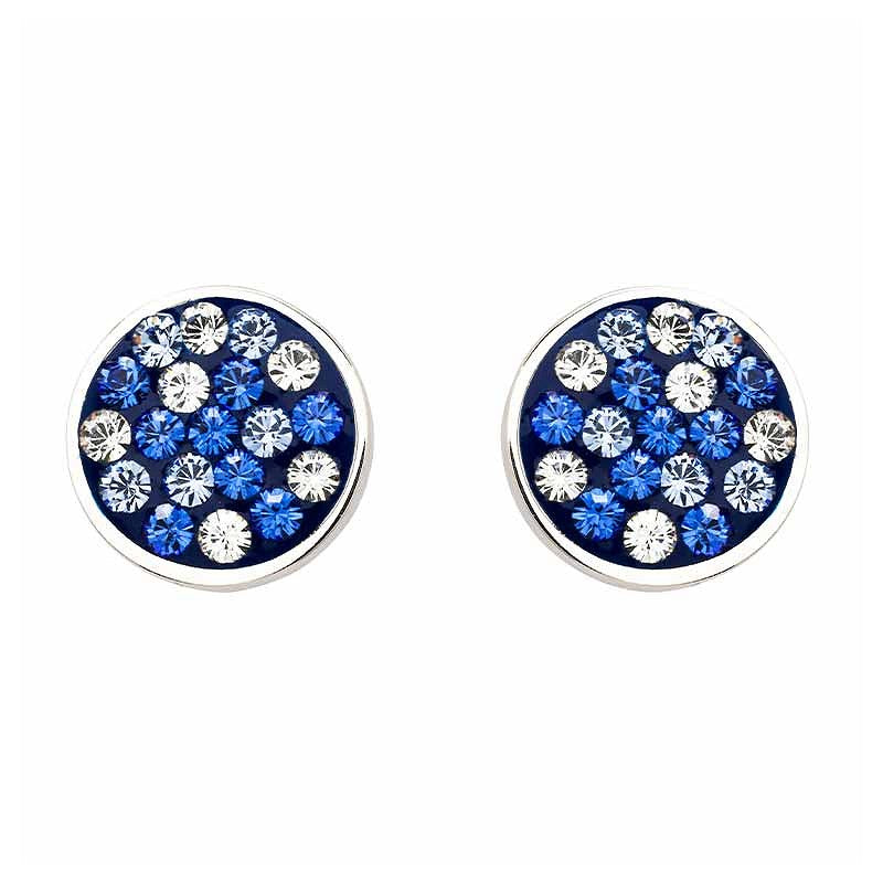 Ocean by ShanOre Sapphire/White Crystal Stud Earrings