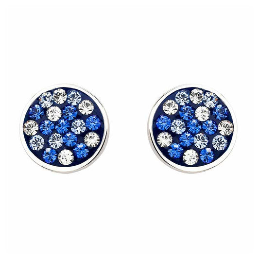 Ocean by ShanOre Sapphire/White Crystal Stud Earrings