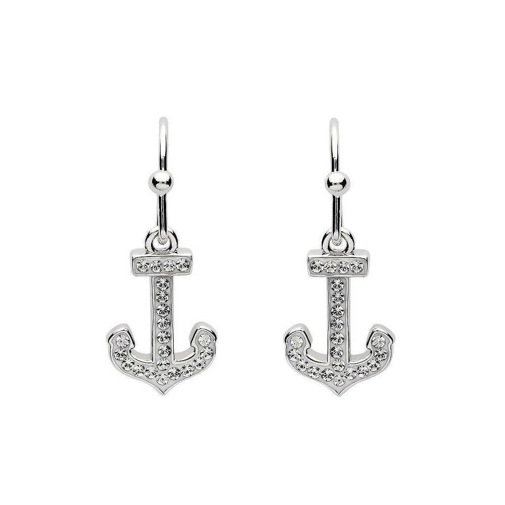 Ocean by ShanOre Sterling Silver Swarovski Crystal Anchor Earrings