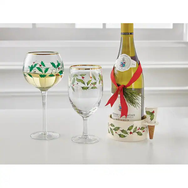 Lenox Holiday Wine Coaster And Bottle Stopper Set