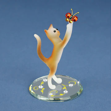 The Glass Baron Tabby Cat With Butterfly