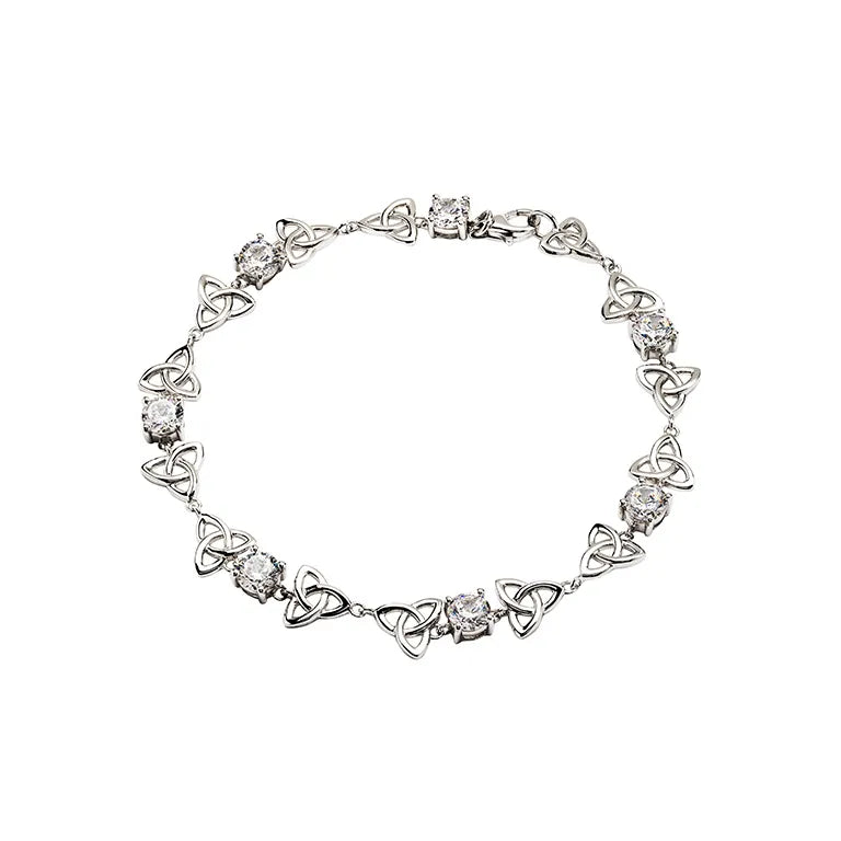 ShanOre Sterling Silver Celtic Trinity Knot Bracelet With White Cubic Zirconia Beads