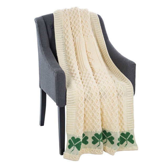 Irish Shamrock Wool Throw Blanket
