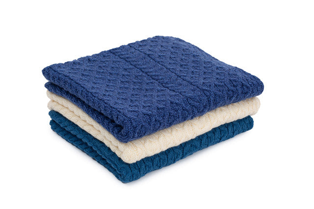 Cream Fisherman Honeycomb Cable Throw