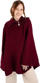 Cowl Neck Zipper Poncho