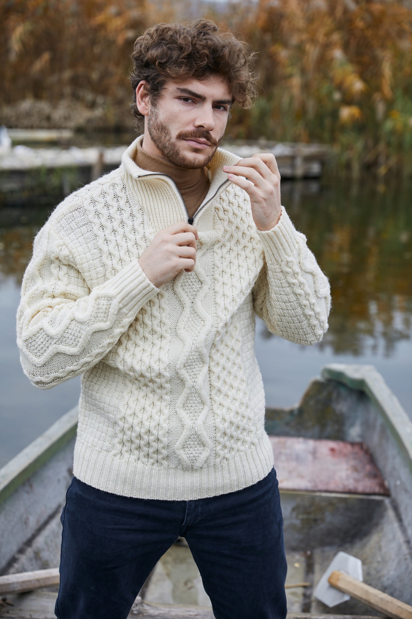 SAOL Men’s Wool Half Zip Sweater