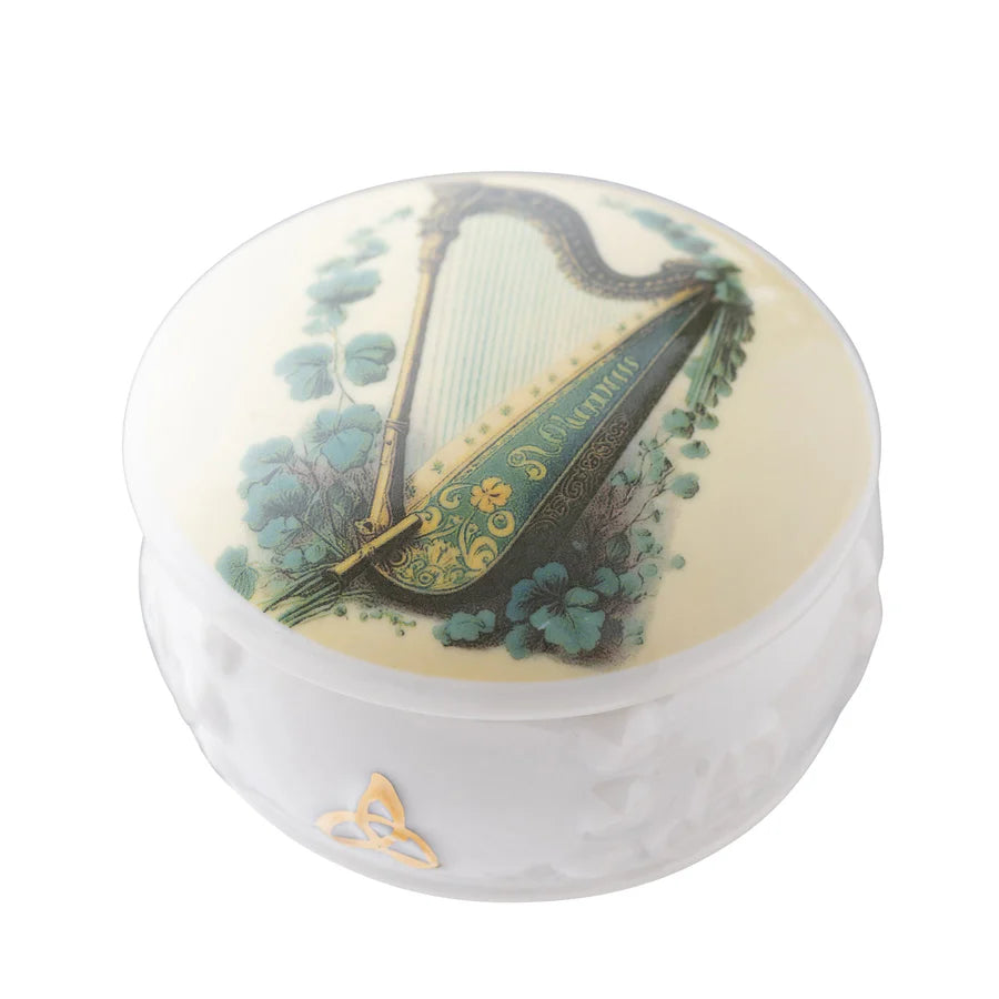 Belleek Classic Harp Irish Blessing Harp Box