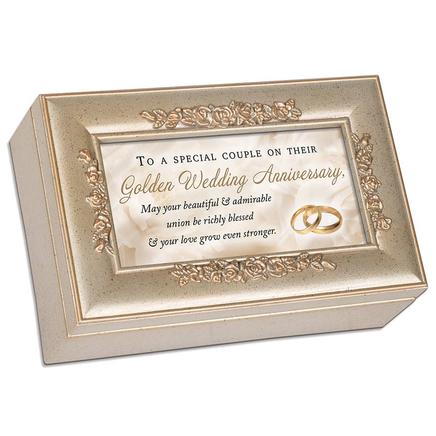 Cottage Garden - Golden Wedding Anniversary Petite Rose Music Box
